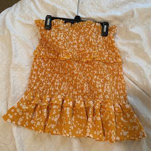 Yellow and White Floral Skirt